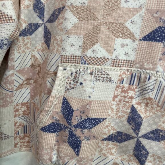 American Eagle Soft Knit Hoodie Pullover Sweater Boho Patchwork Print Sz M - Picture 9 of 10